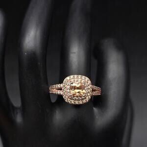 Sterling Silver Champagne Cubic Zirconia Ring PAJ CZ 925  Size 8